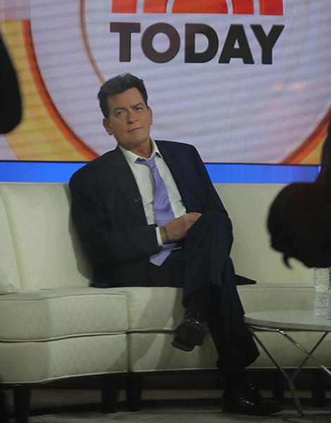 Charlie Sheen on the set of the Today Show today in NYC