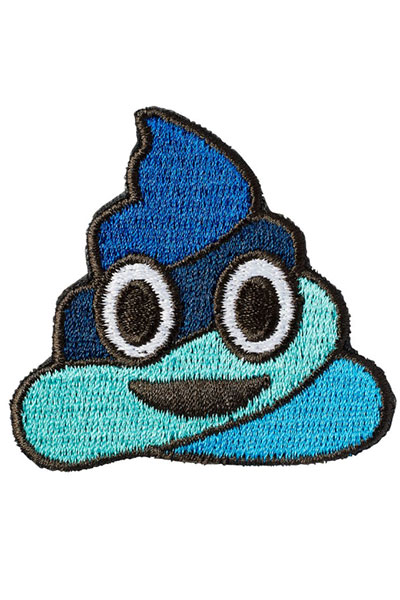 Blauer Kackhaufen-Emoji als cooler Patch