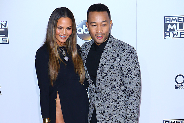 John Legend and Chrissy Teigen arrive for the 2016 American Music Awards red carpet, at the Microsoft Theater in Downtown LA.