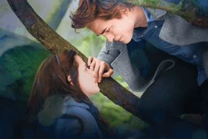 Edward Cullen und Bella im Wald (Twilight Saga)
