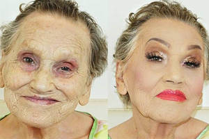 Die 81-jährige Livia Mulac lässt sich von ihrer Enkeltochter schminken und geht viral.