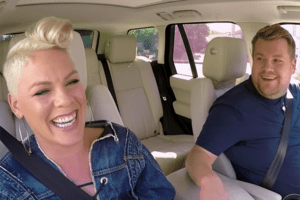 James Corden und Sängerin Pink in einer neuen Folge "Carpool-Karaoke"