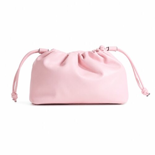 Pastellrosa Pouch Bag mit seitlichen Zugbändern