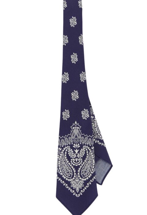 Dunkelblaues schmales Bandana-Tuch mit cremefarbenem Paisleymuster Ralph Lauren