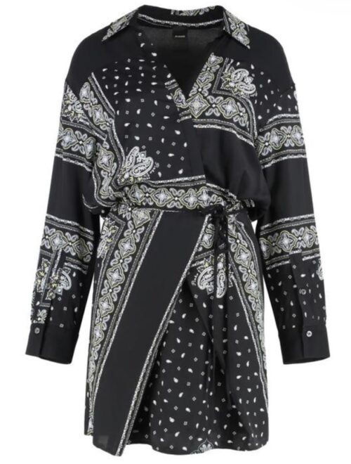Schwarzes Hemdblusenkleid von PINKO mit Bandana- und Paisleymuster
