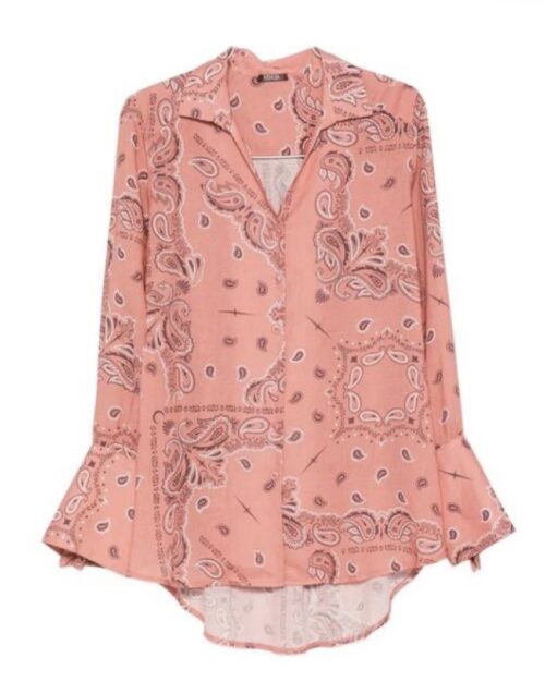 Rosafarbene Bluse von Venuja mit Bandana- und Paisleymuster