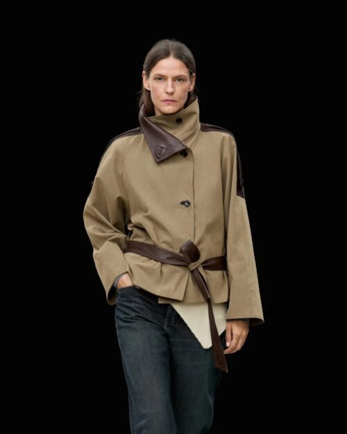 Beige Jacke mit Leder für Damen – Herbsttrend 2026
